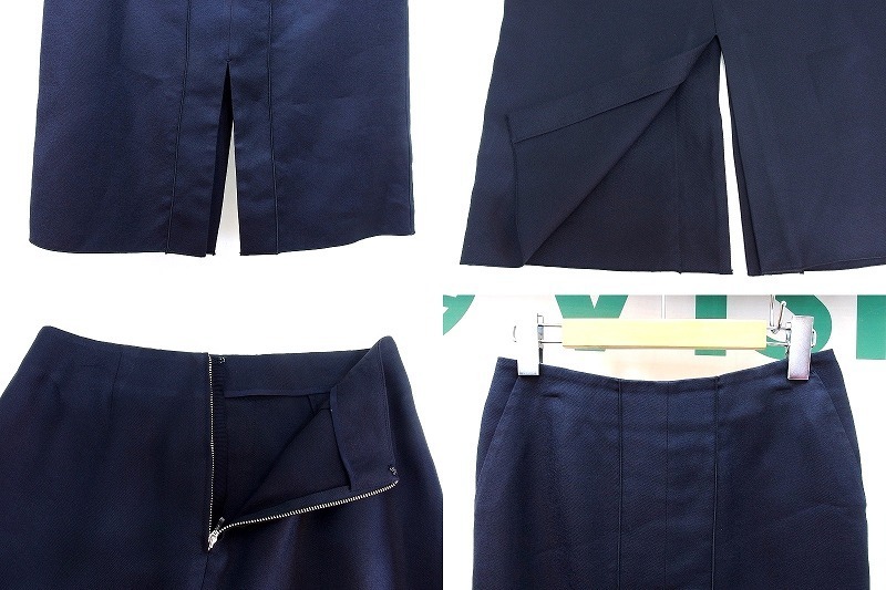 ESTNATION エストネーション ミモレ丈 スリット タイトスカート 38 ネイビー_画像3