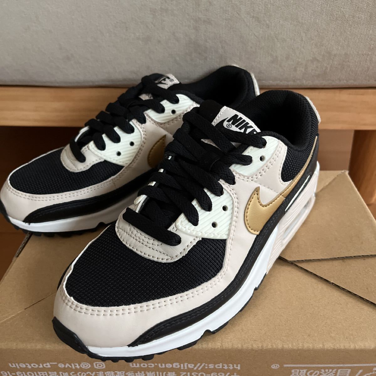 NIKE AIR MAX 90 GRAY BEIGE エアマックス90 24㎝ ブラック メタリック