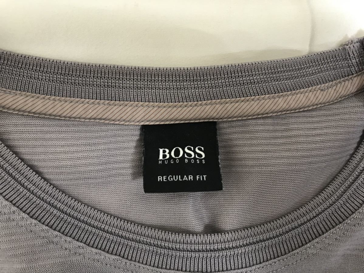  genuine article Hugo Boss HUGO BOSS cotton thin knitted short sleeves T-shirt men's business suit American Casual Surf military gray S