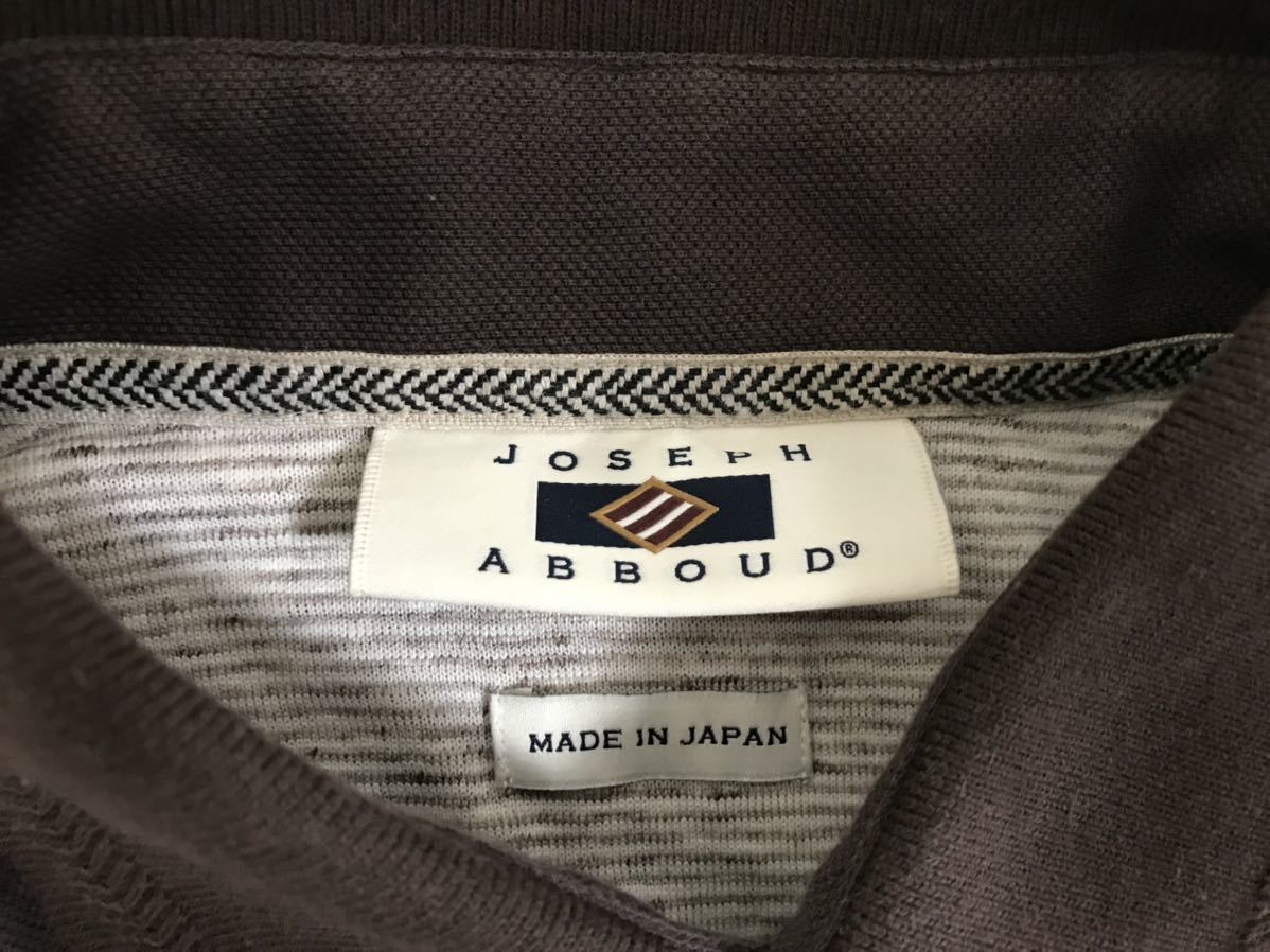 本物ジョセフアブードJOSEPH ABBOUDコットン半袖ポロシャツメンズビジネススーツアメカジサーフミリタリー赤茶ブラウン日本製M