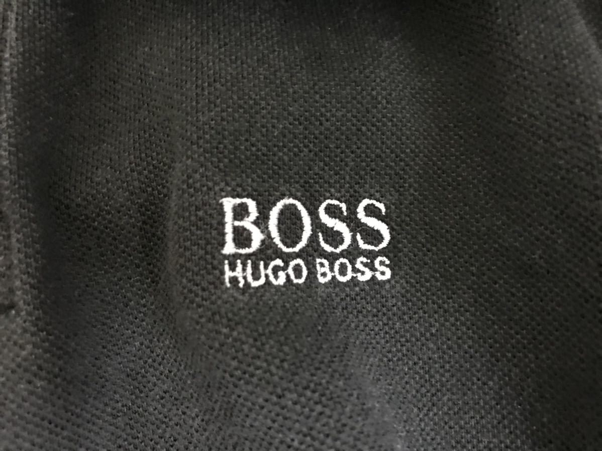 本物ヒューゴボスHUGO BOSSコットンロゴ刺繍半袖ポロシャツメンズビジネススーツアメカジサーフ黒ブラックMゴルフ