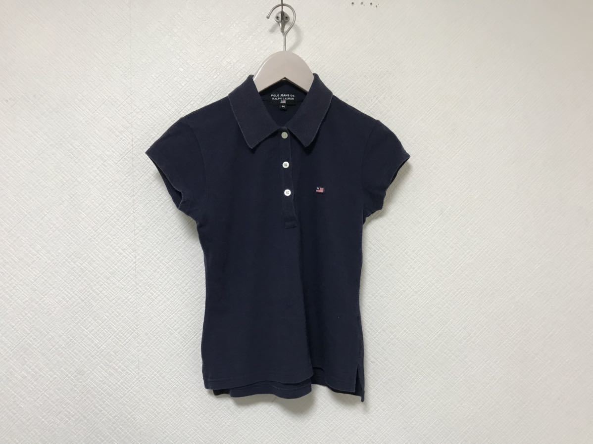 本物ポロジーンズラルフローレンPOLO RALPH LAURENコットン半袖ポロシャツレディースミリタリービジネススーツアメカジサーフゴルフ紺M_画像1