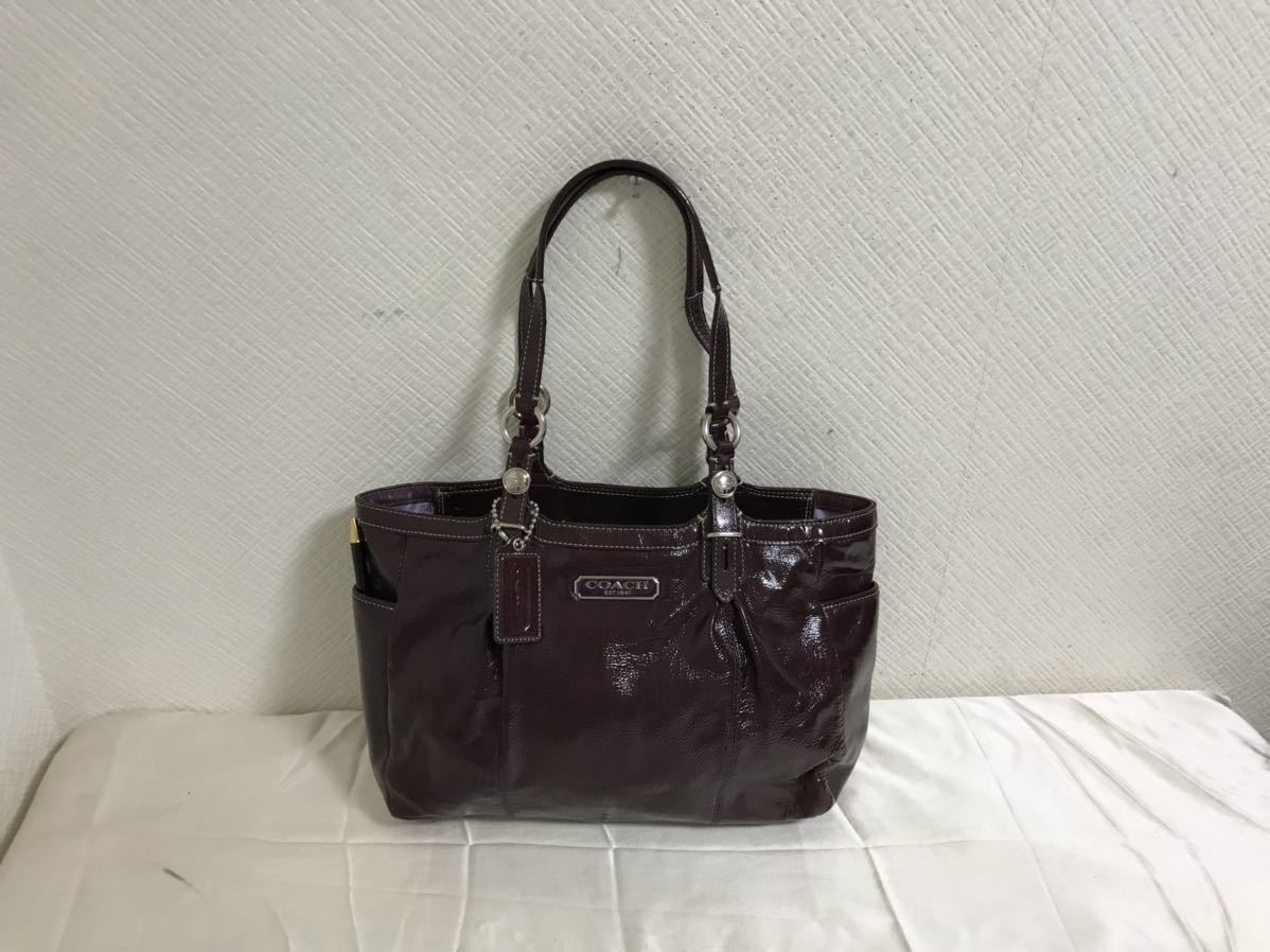 上品な 本物コーチCOACH本革エナメルレザートートミニボストンバッグ