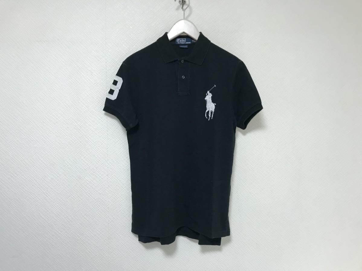  подлинный товар Polo Ralph Lauren POLO RALPH LAUREN хлопок большой po колено рубашка-поло с коротким рукавом мужской милитари деловой костюм American Casual Surf чёрный черный M