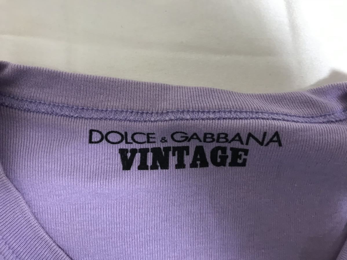 本物ドルチェアンドガッバーナDOLCE&GABBANAコットンプリント半袖Tシャツメンズミリタリーアメカジサーフビジネススーツ紫イタリア製44S