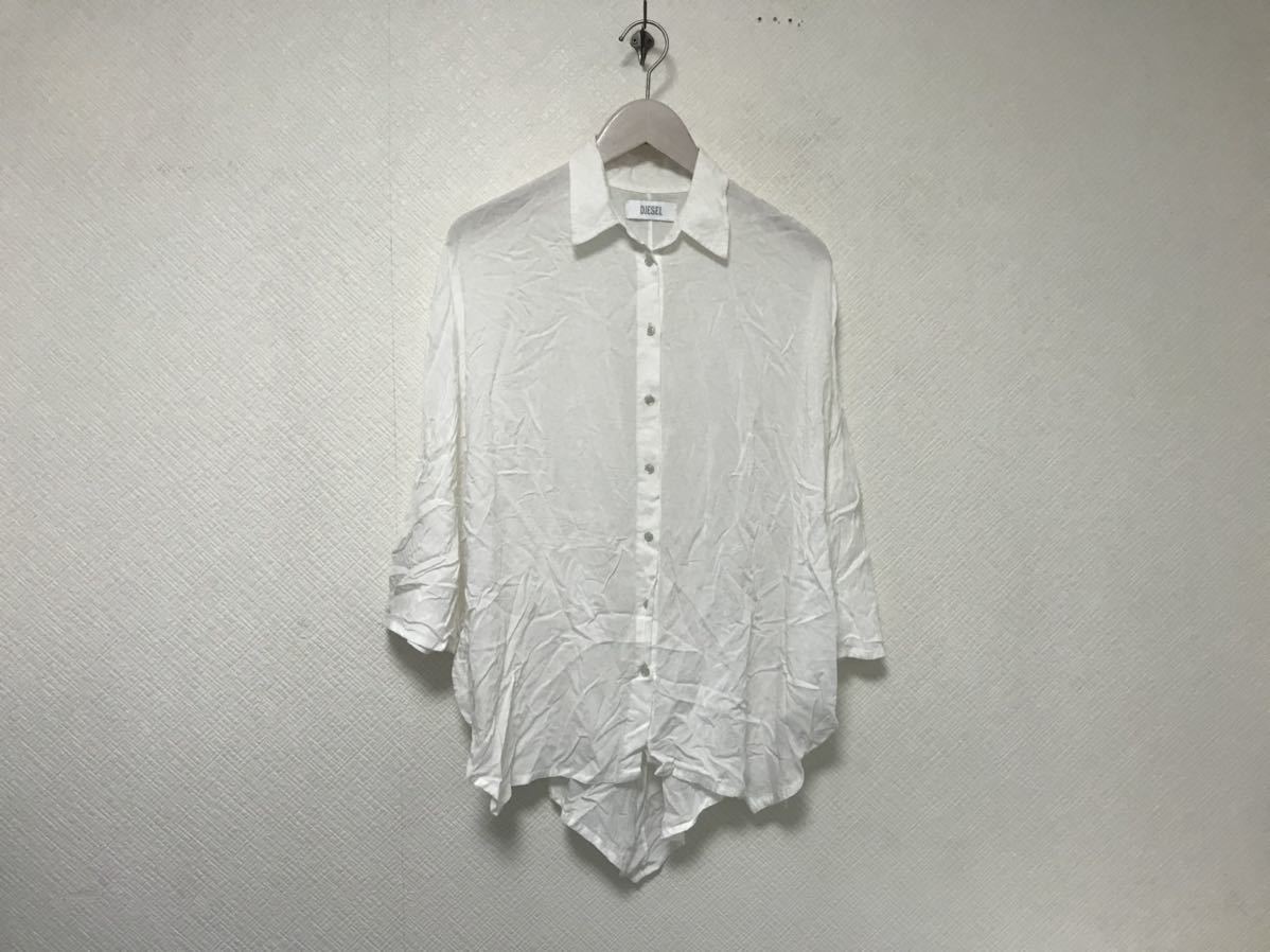  genuine article diesel DIESEL rayon poncho type short sleeves shirt lady's business suit Surf American Casual military white white S