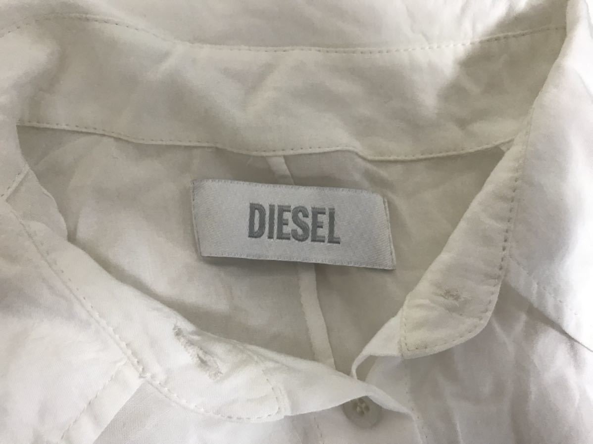  genuine article diesel DIESEL rayon poncho type short sleeves shirt lady's business suit Surf American Casual military white white S