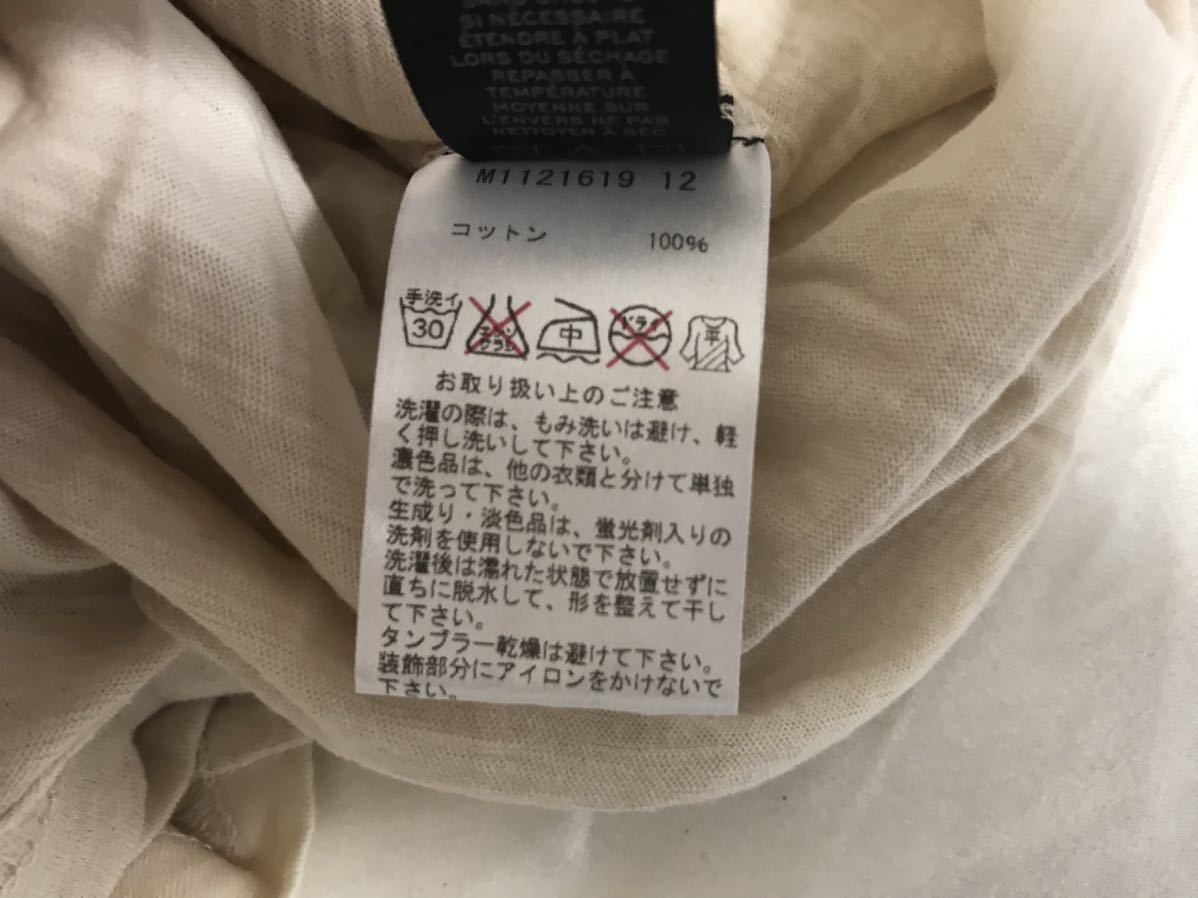 美品本物マークバイマークジェイコブスMARCbyMARCJACOBSフェルトロゴコットン半袖TシャツレディースビジネスベージュXSペルー製