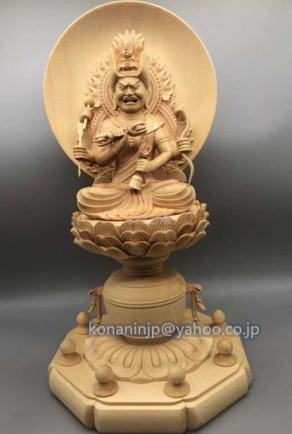 驚きの価格  高品質★愛染明王像 最新作 精密細工 仏教美術 木彫仏像 総檜材 仏像