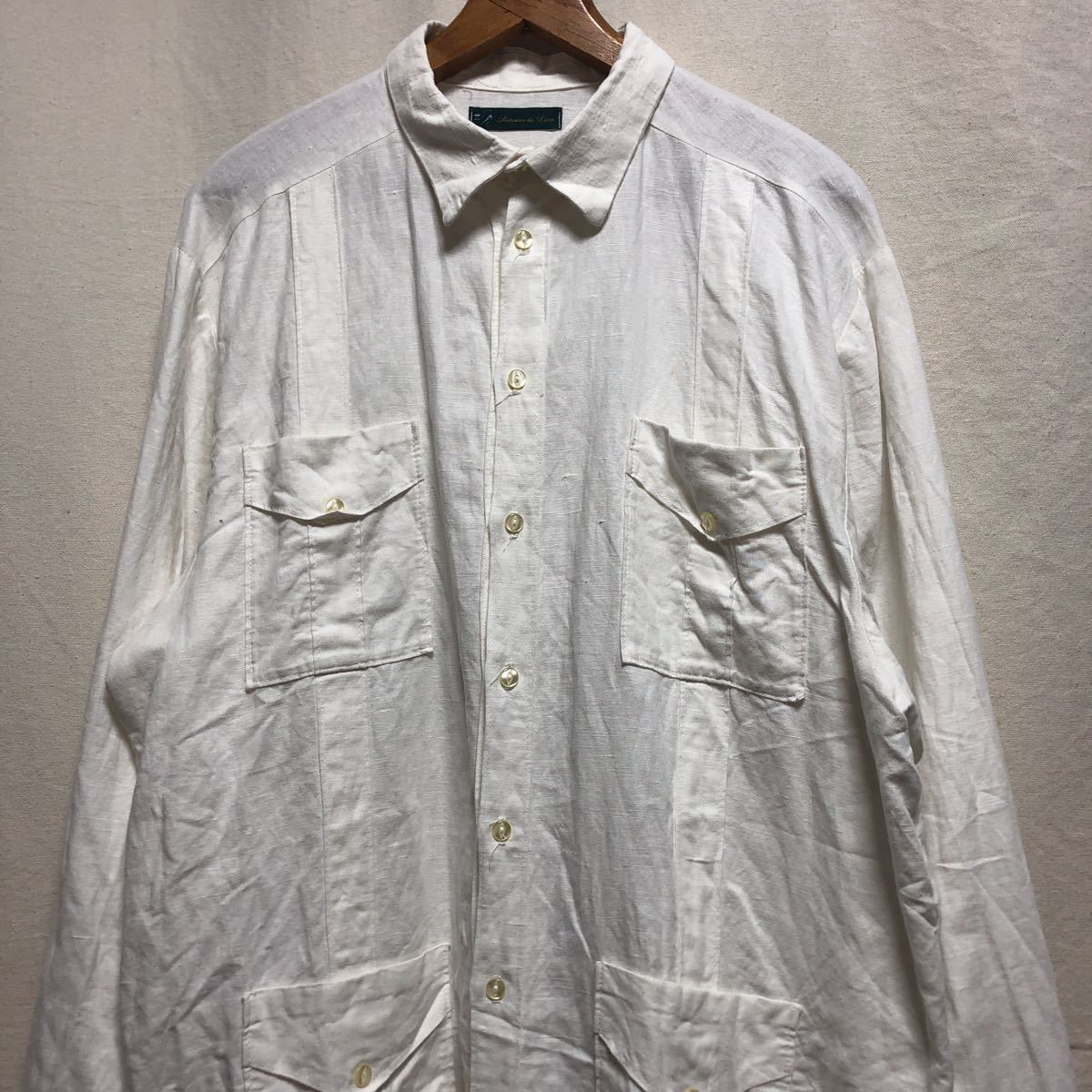 90s GIVENCHY イタリア製 ヴィンテージ リネンシャツ キューバシャツ