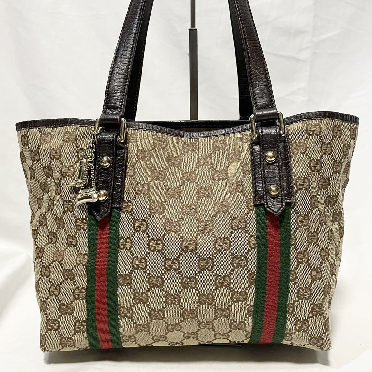 1円○上品○GUCCI グッチ シェリーライン GG柄 金具 キャンバス レザー