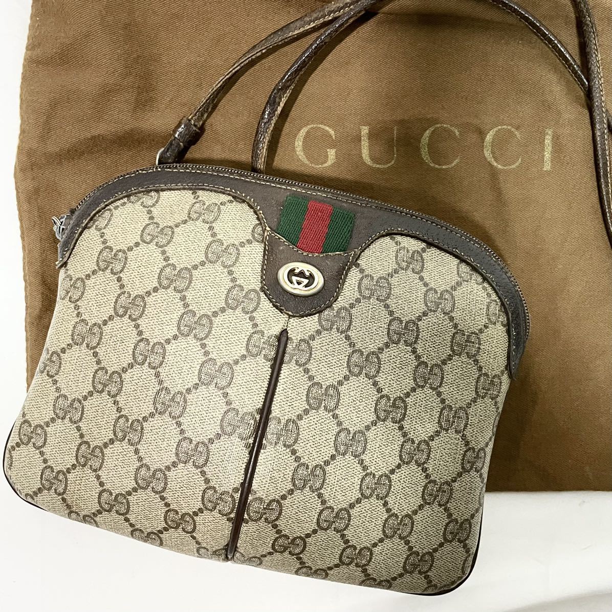 1円 極 GUCCI オールドグッチ シェリーライン レザー PVC GGスプリーム 当日発送可能 グッチ オールド シェリーライン ショルダーバッグ レザー スプリーム GG ショルダーバッグ