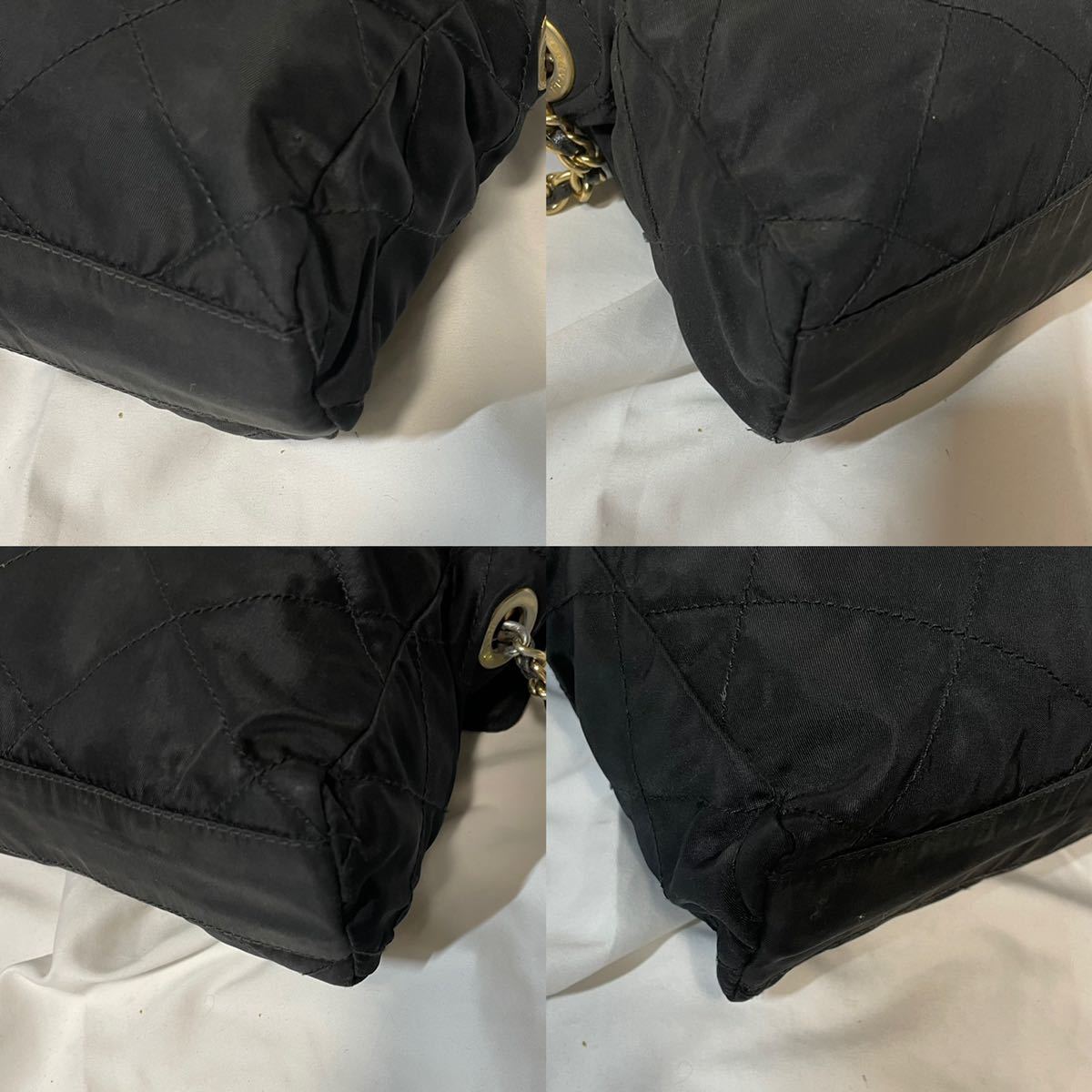 1円 美品 PRADA プラダ フラップ キルティング 三角ロゴプレート ミニ