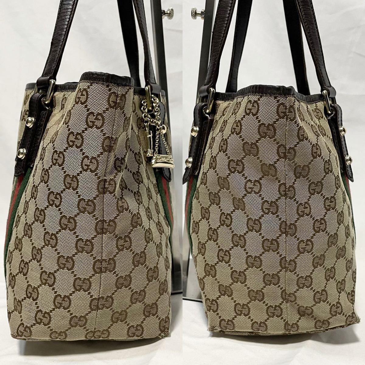 1円○上品○GUCCI グッチ シェリーライン GG柄 金具 キャンバス レザー