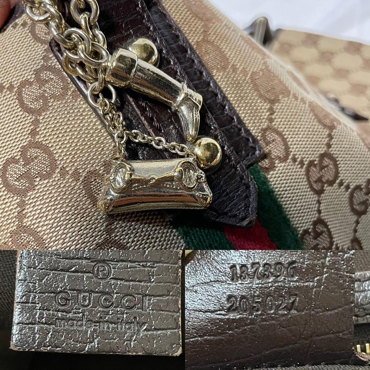 1円○上品○GUCCI グッチ シェリーライン GG柄 金具 キャンバス レザー