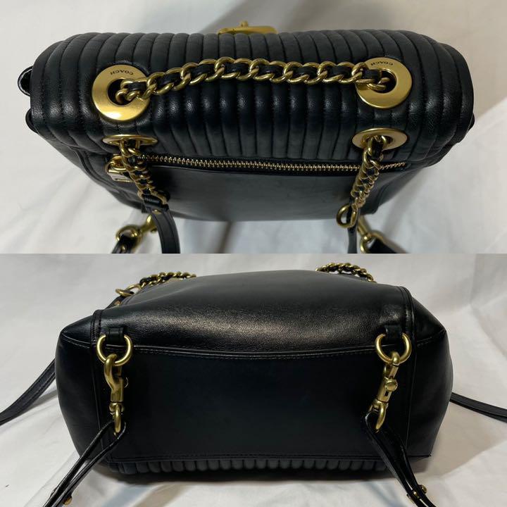 コーチ COACH リュック キルティング ターンロック パーカー 黒 レザー