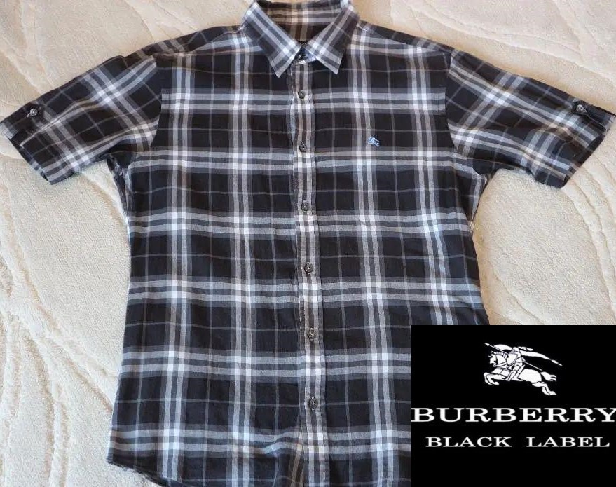 新品 タグ バーバリーブラックレーベル BURBERRY ブラック ノバチェック 加工 ガーゼ 半袖シャツ 3 L タータン チェック シャツ 三陽商会