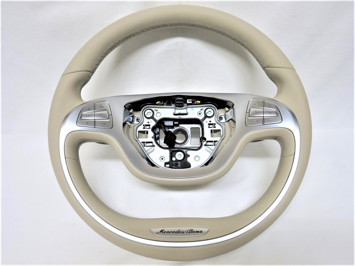  new same! W222 S Class original leather silk beige napa leather steering gear steering wheel A002 460 06 03 8R85 A00246006038R85 control number (W-3021)