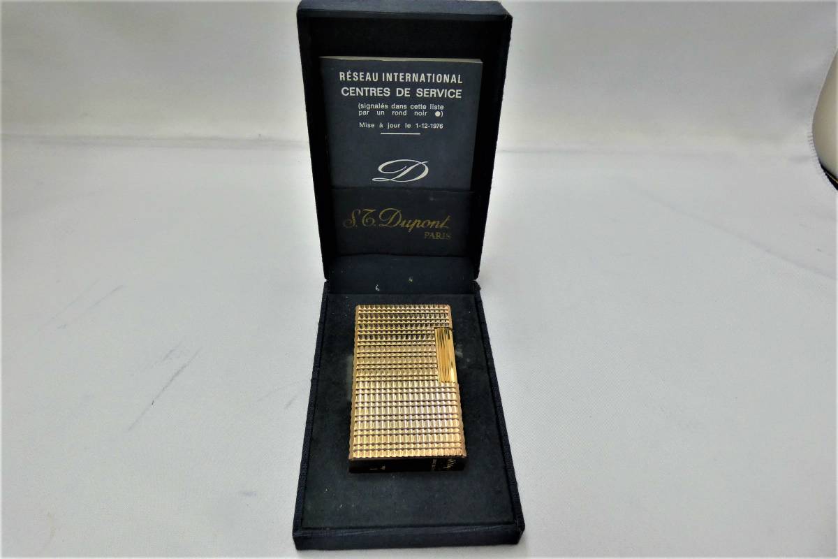 23296 ★ S.T.Dupont デュポン ガスライター ゴールドカラー 長期保管 ジャンク 着火動作未確認 画像多