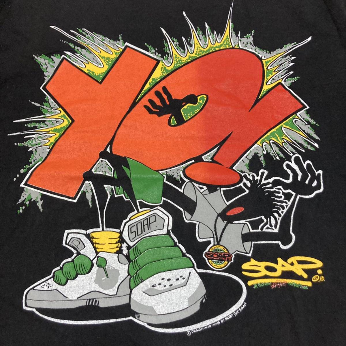 90s ヴィンテージ◆RAPP STYLE SOAP◆USA製 Tシャツ XL 黒 ブラック 赤 ヒップホップ Hip Hop 93年コピーライト オールド 激レア 希少_画像3