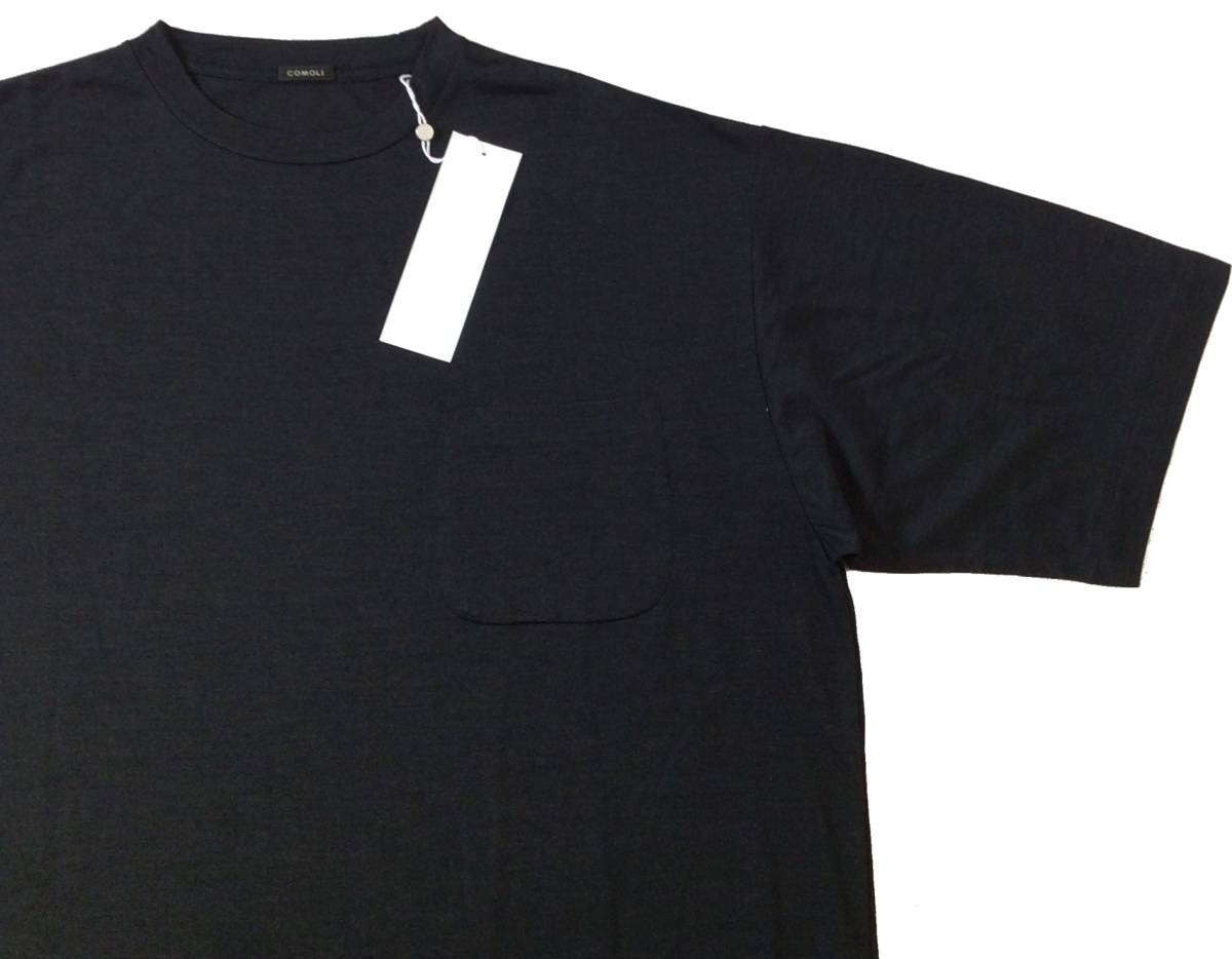 未使用 COMOLI コモリ ウール天竺 Tシャツ 4 チャコール V01-05007