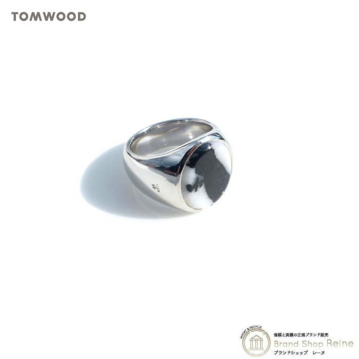 トムウッド （TOM WOOD） Oval Ring オーバルリング ゼブラ ジャスパー マーブル シルバー 925 指輪 #48 8号 R74HUZEB01S925（新品）