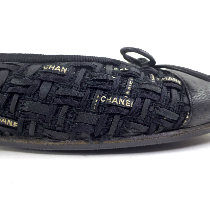 シャネル (CHANEL) バレリーナ リボン ツイード バレエ フラット