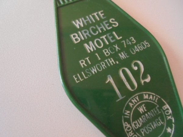 ビンテージ・モーテルタグ・キーホルダー・タグ/WHITE BIRCHES MOTEL 102 ・メイン州エルスワース_画像2