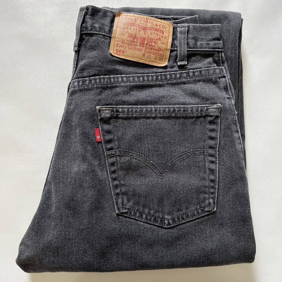 【W31 L30】 90s LEVI'S 505 サルファ ブラック デニムパンツ カナダ / USA製 リーバイス ヴィンテージ 501 USA  80s 70s 60s ヒゲ 先染