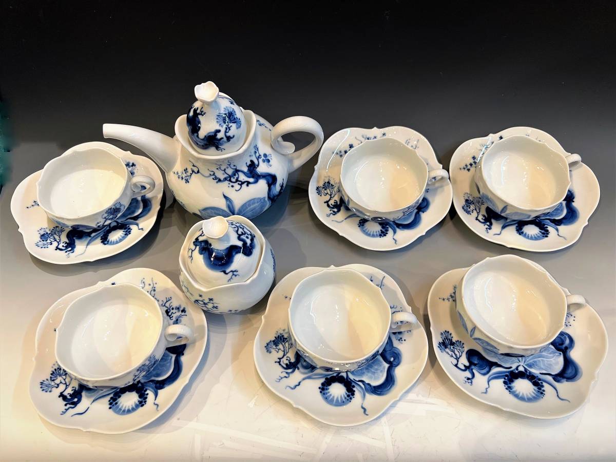 ☆MEISSEN マイセン ブルーオーキッド ティー カップ&ソーサー 6客