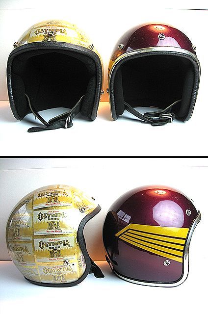 リペア済み！ 70’s OLYMPIA オリンピア ビール 総柄 ビンテージ ジェット ヘルメット 検 バドワイザー 500TX BUCO ハーレー トライアンフの画像9