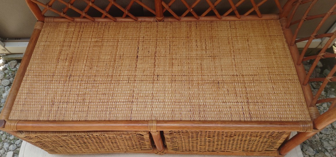 ラタン チェスト ベンチ 椅子 籐 アンティーク レトロ 収納 棚 いす イス