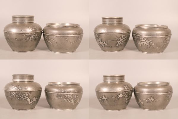 古美術 煎茶道具 錫製 急須 建水 茶托 茶入 茶道具 まとめて