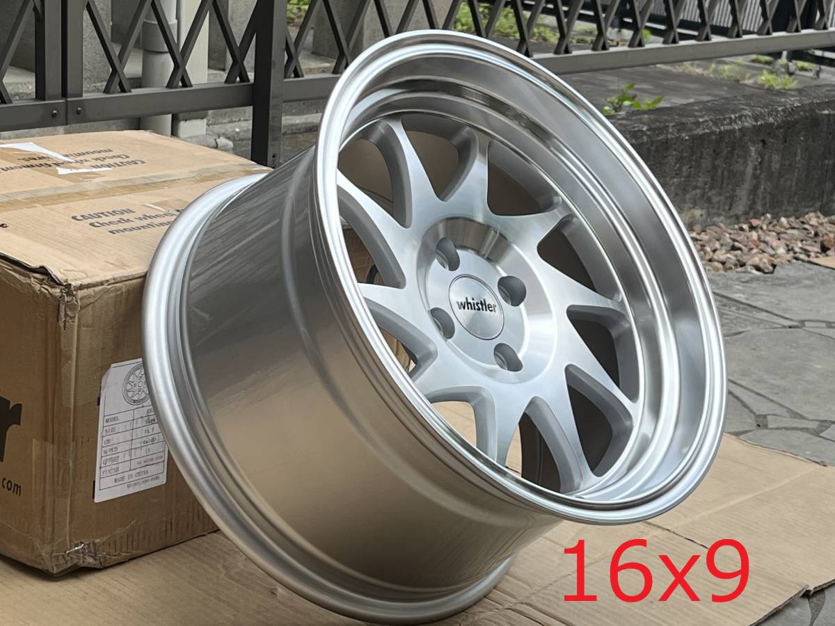 新品！Whistler KR7 16x9J+15 4H PCD100 Silver Machined USDM 深リム Hellaflush_画像1