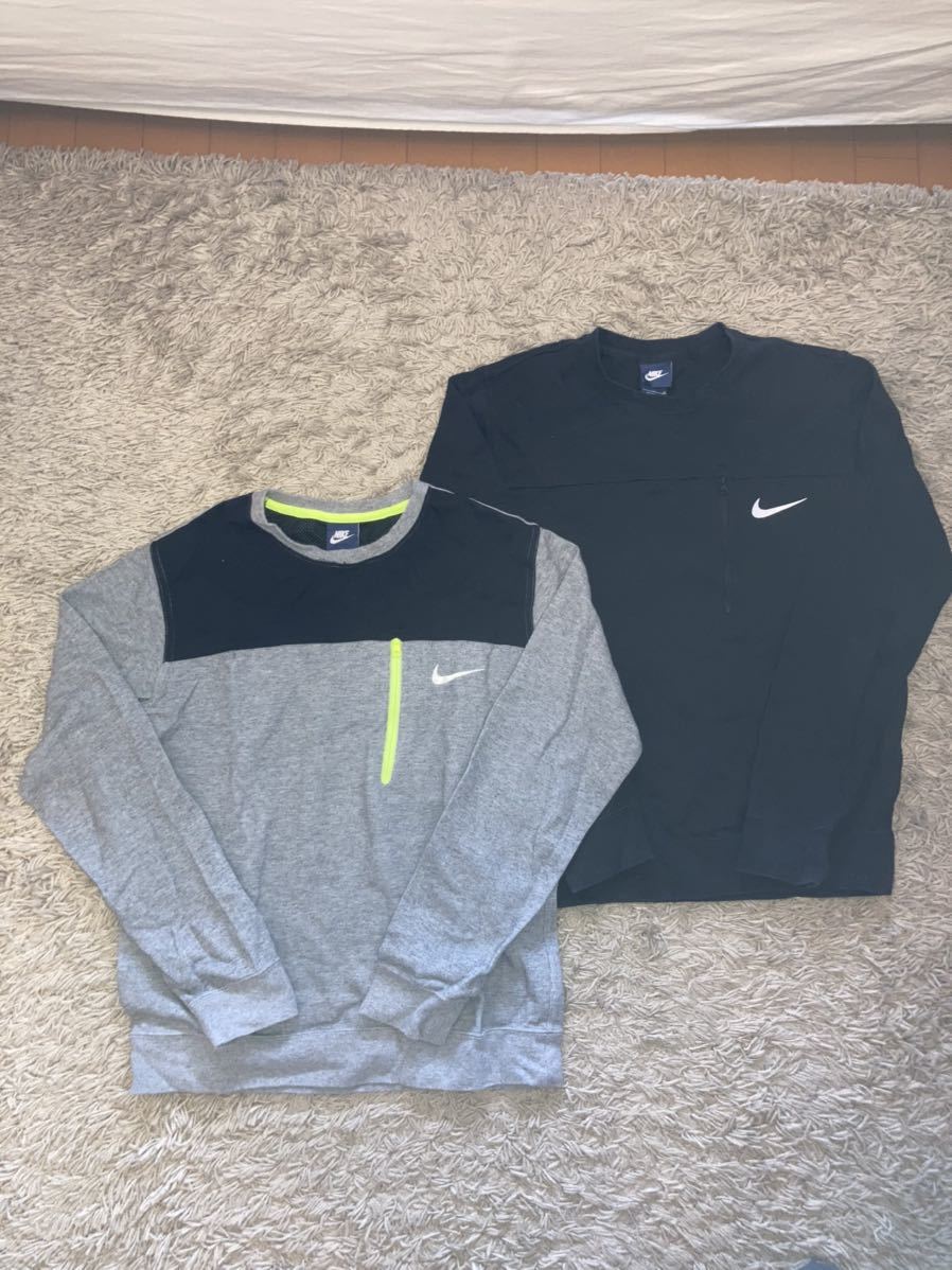 2枚セット ナイキ NIKE AV15 CREWクルー Mサイズ 灰色 黒色 グレー