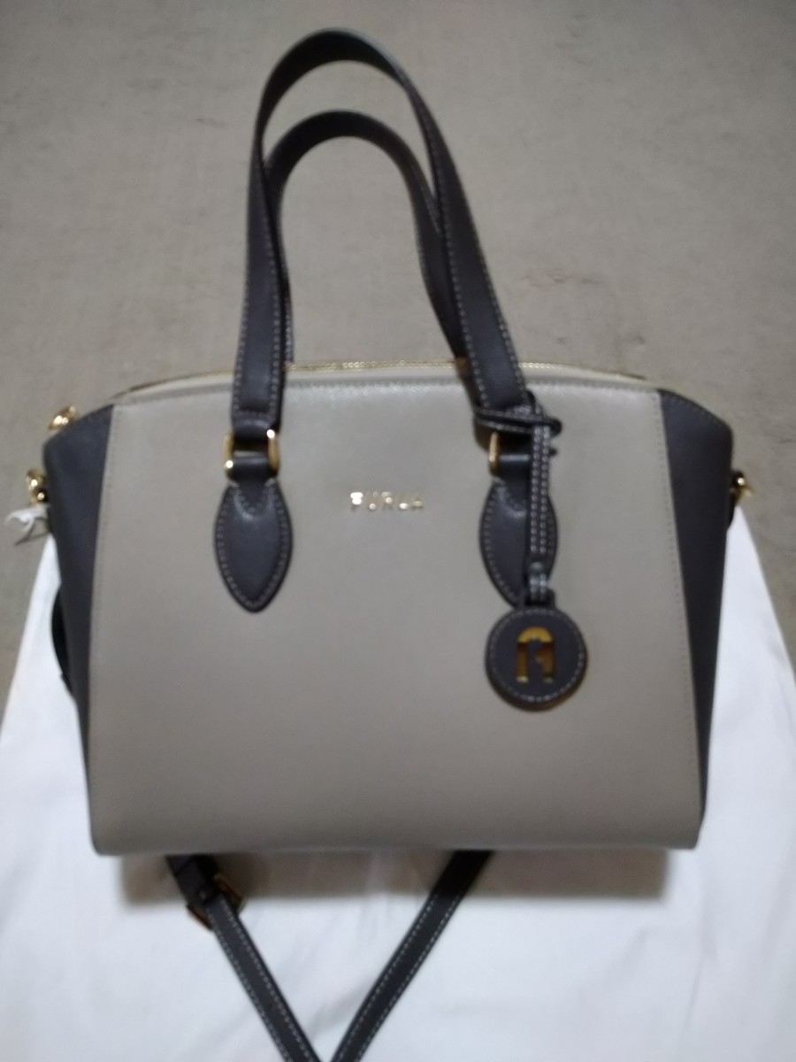 フルラ FURLA ハンドバッグ ショルダーバッグ バイカラー グレー系 美
