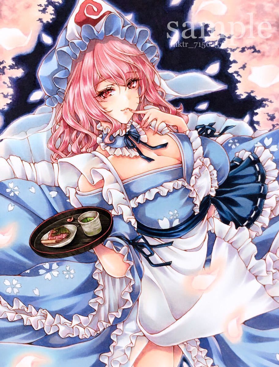 同人手描きイラスト◇東方Project◇西行寺幽々子◇和風メイド 同人手描きイラスト◇東方Project◇西行寺幽々子◇和風メイド