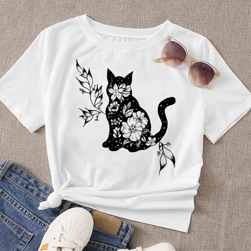ヤフオク アートな猫ちゃん イラストtシャツ 花 シルエッ ヤフオク アートな猫ちゃん イラストtシャツ 花 シルエッ