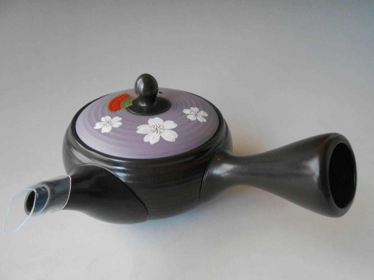 常滑焼! ☆黒泥ふた紫桜・急須☆ M717 新品 茶器 ポット ギフト