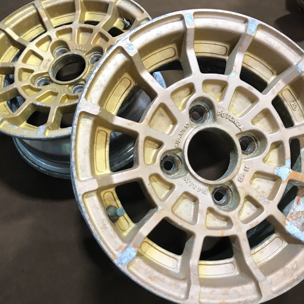 L51970 old car aluminium wheel 13 -inch 4 hole * 2 pcs set POTENZA R-3 that time thing rare goods Nissan violet 