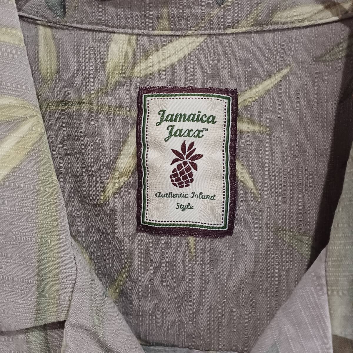 ビンテージ　JAMAICAJAXX　総柄　オープンカラー　アロハ　竹　シルク　デザイン　半袖　シャツ　220728_画像3