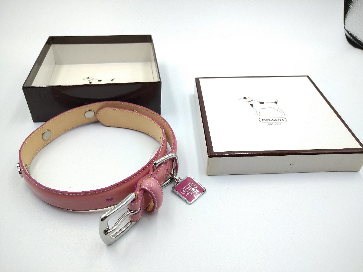 未使用品 COACH/コーチ 小型犬用 ドッグカラー 首輪 ピンク ハート