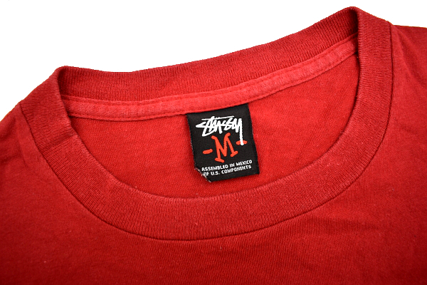 Y-4089★送料無料★美品★STUSSY ステューシー★メキシコ製 正規品 レッド赤色 スカル ドクロ プリント 半袖 T-シャツ Ｍ_画像2