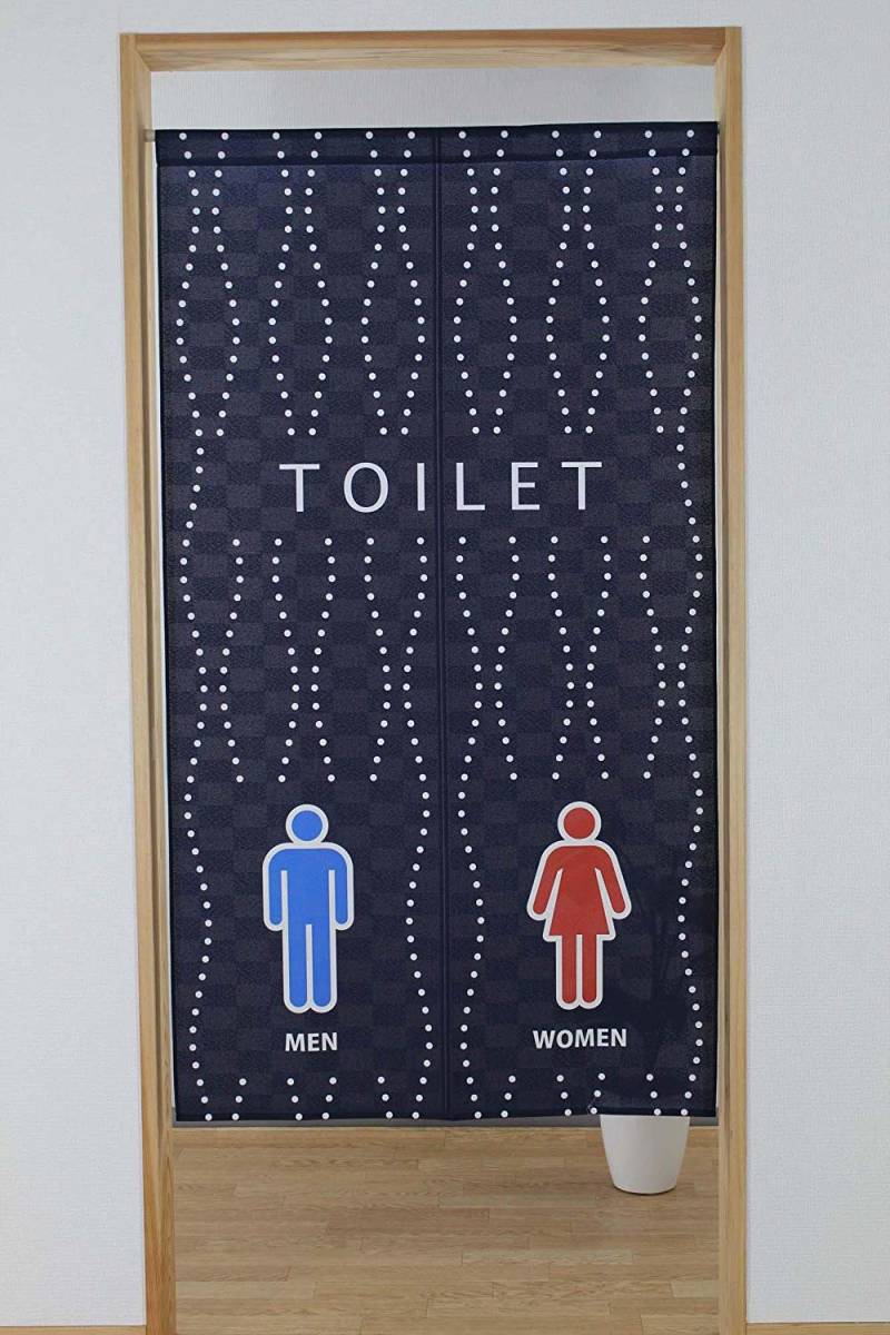 新品 暖簾 のれん 日本製 マルチタペストリー TOILET WAVE ブルー