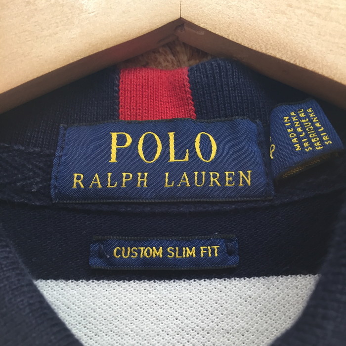 POLO Ralph Lauren メンズ 半袖ポロシャツ ビッグポニー ボーダー ネイビー系 ホワイト 表記サイズ：170 [jgg]_画像3
