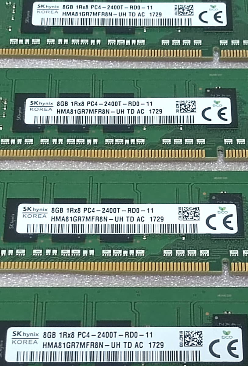 ★SK hynix HMA81GR7MFR8N-UH 4枚セット - PC4-19200/DDR4-2400/PC4-2400T ECC REG/Registered 288Pin DDR4 RDIMM 32GB(8GB x4)