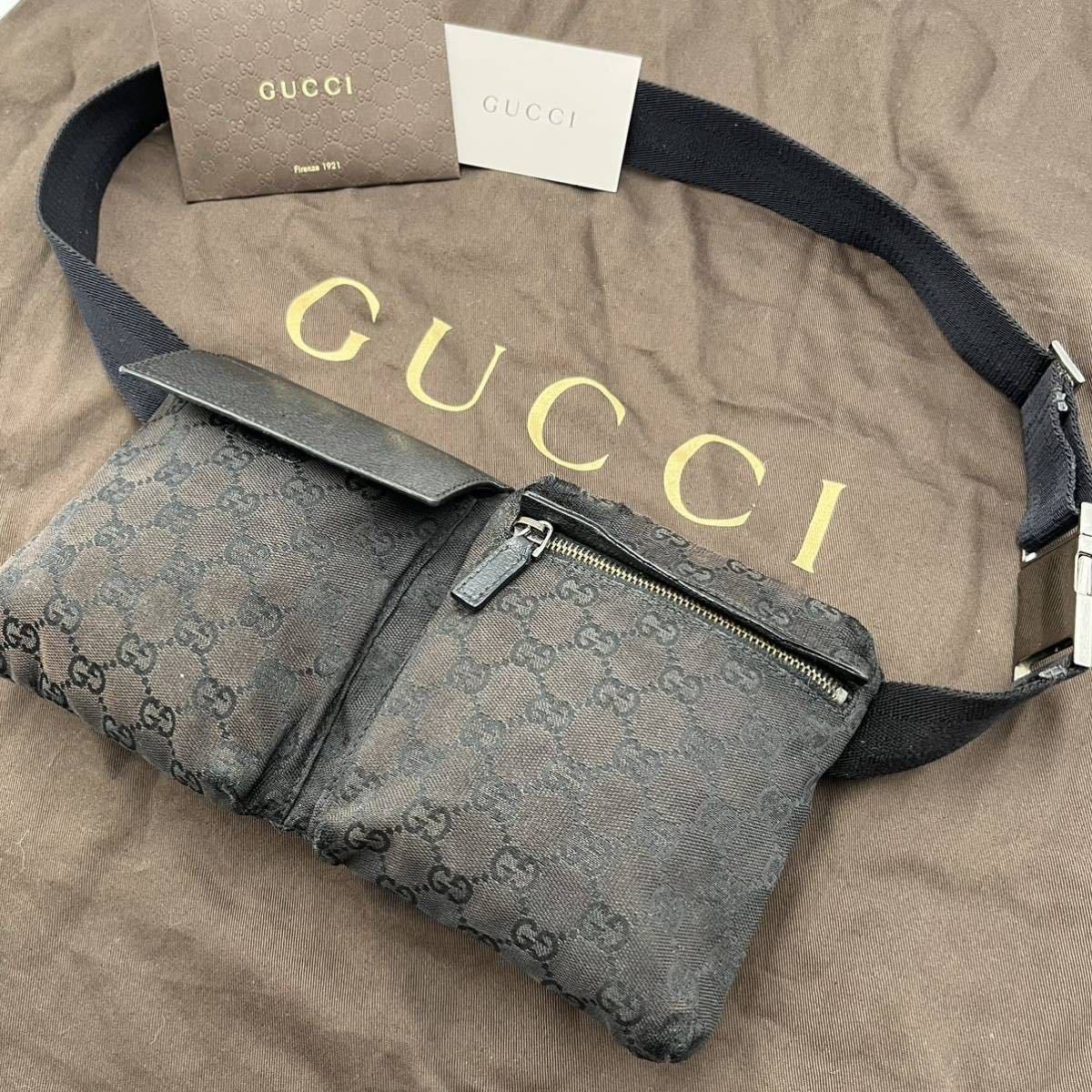 1円《大人気モデル》GUCCI グッチ ウエストバッグ GGキャンバス レザー