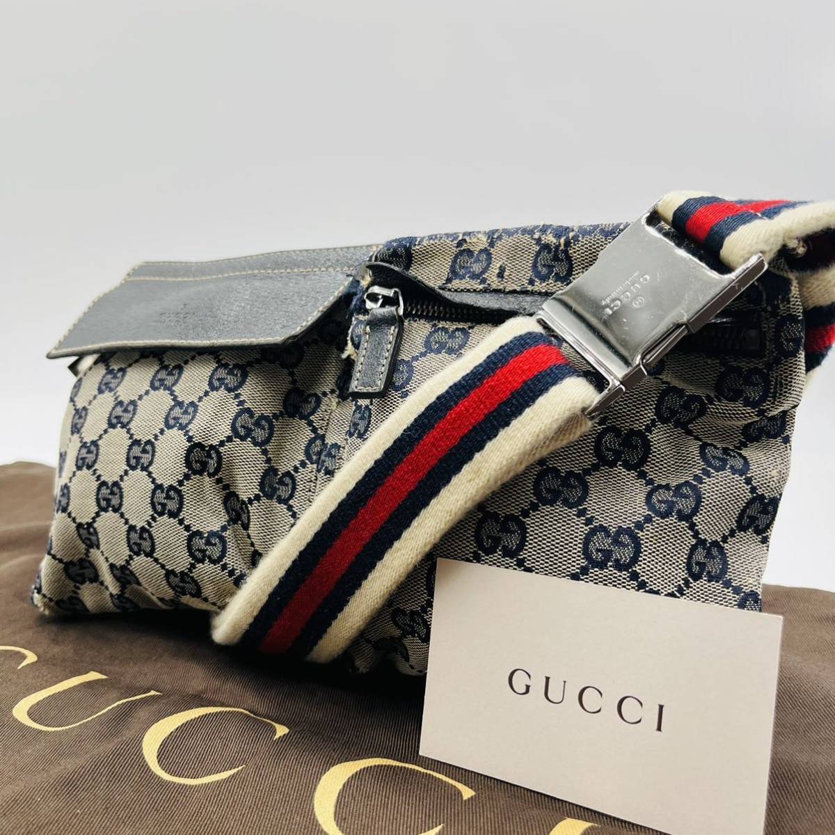 1円《極稀少》GUCCI グッチ ウエストバッグ GGキャンバス レザー