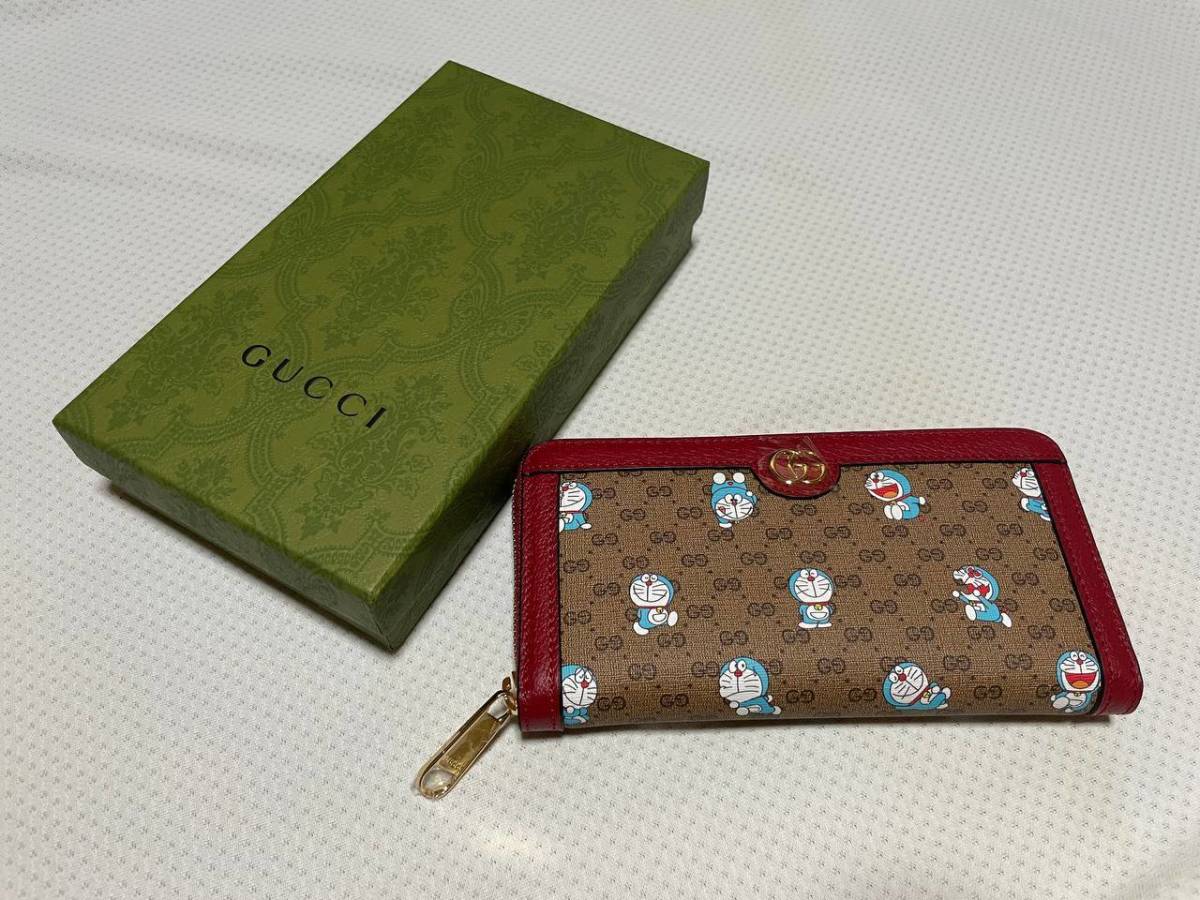 GUCCI グッチ Doraemon ドラえもん 牛柄 ウォレット 長財布-