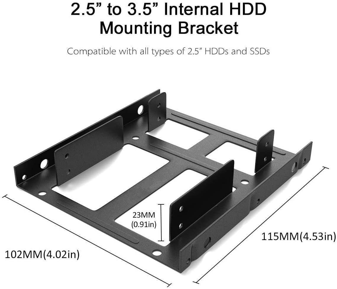 新品 HDD・SSD 2段階取り付け可能の変換フレーム 3.5″～2.5″増設用 SSD変換ブラケットアダプター 2x2.5インチ ネジセット付き 2台セット_画像3